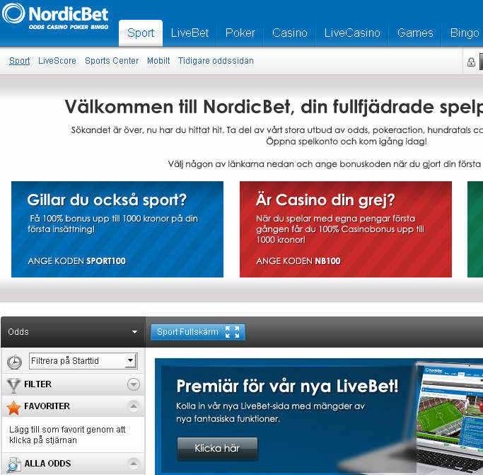 NordicBet Odds